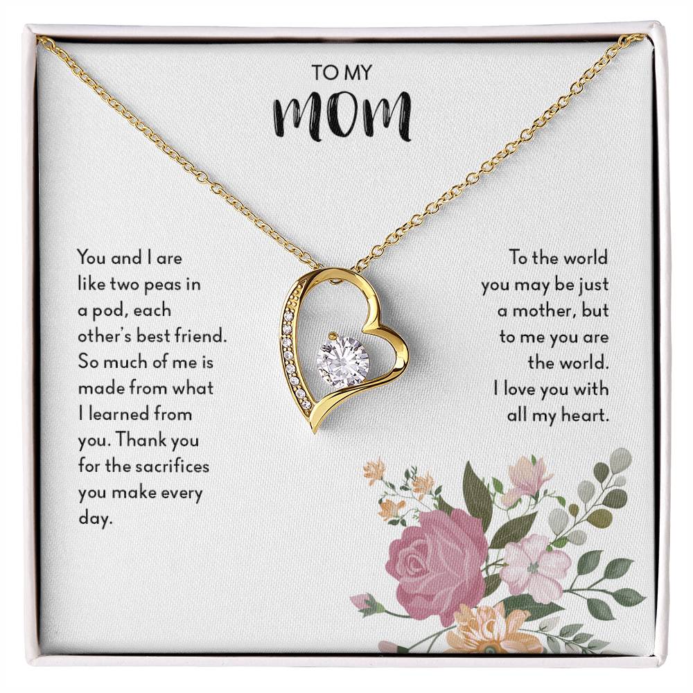 To My Mom "I Love You with All My Heart" Forever Love Necklace