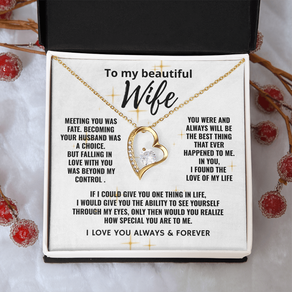 To My Beautiful Wife "The Love of My Life" Forever Love Necklace
