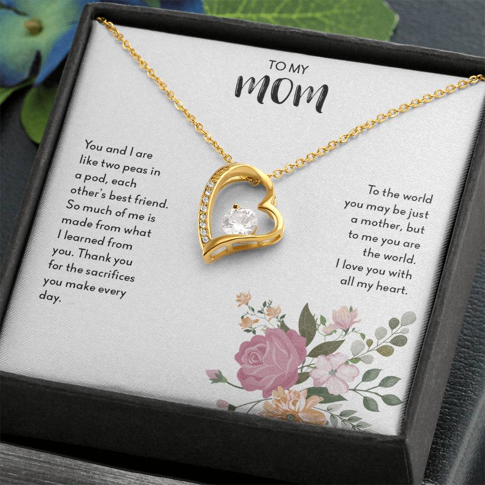 To My Mom "I Love You with All My Heart" Forever Love Necklace