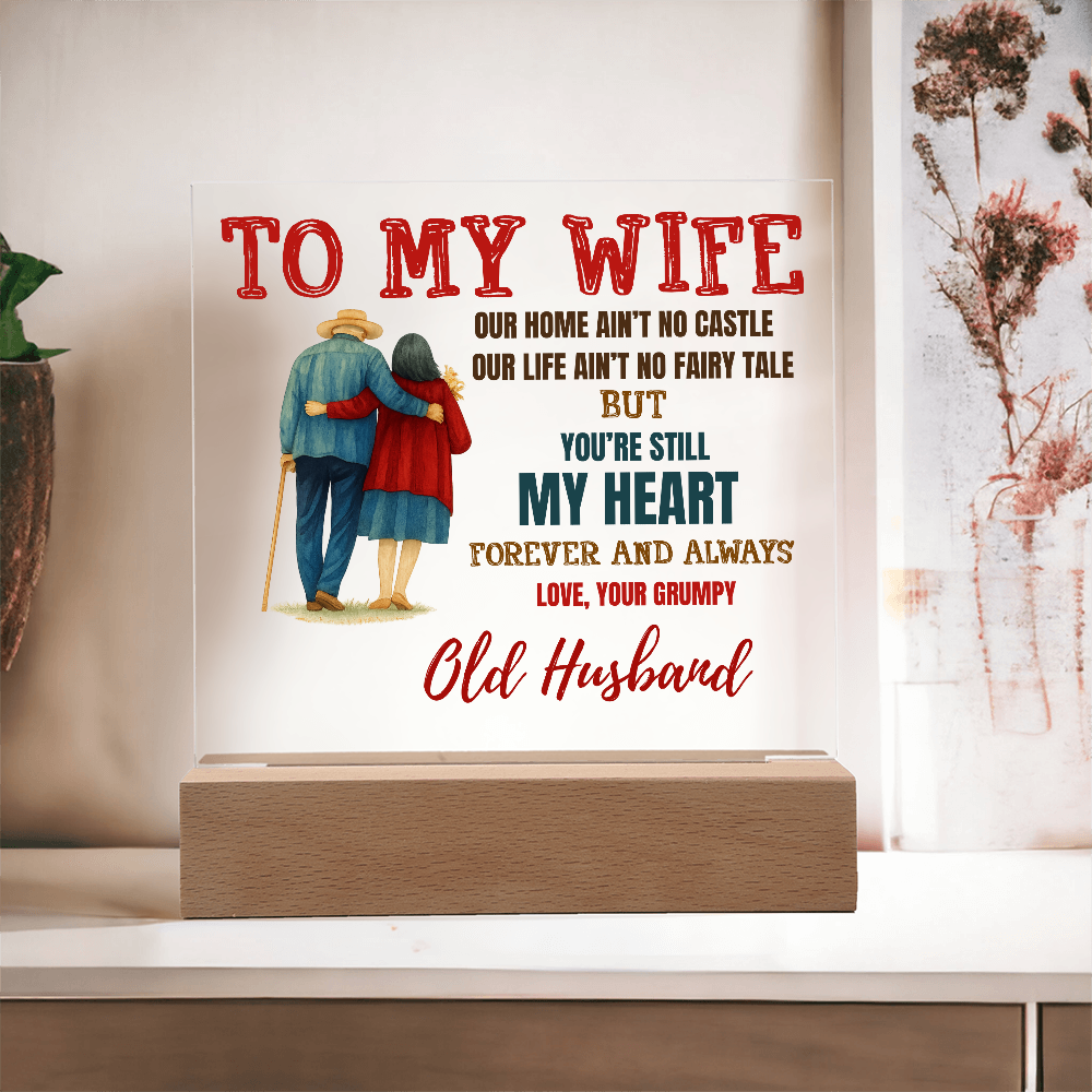 To My Wife "My Heart" Acrylic Square Nite Light