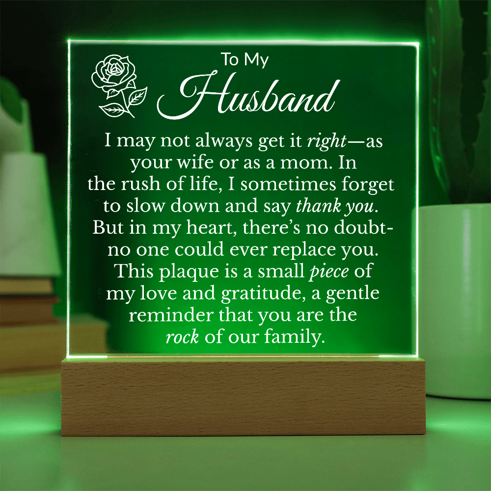 To My Husband "Rock of the Family" Acrylic Square Nite Light