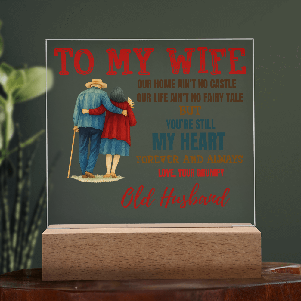 To My Wife "My Heart" Acrylic Square Nite Light