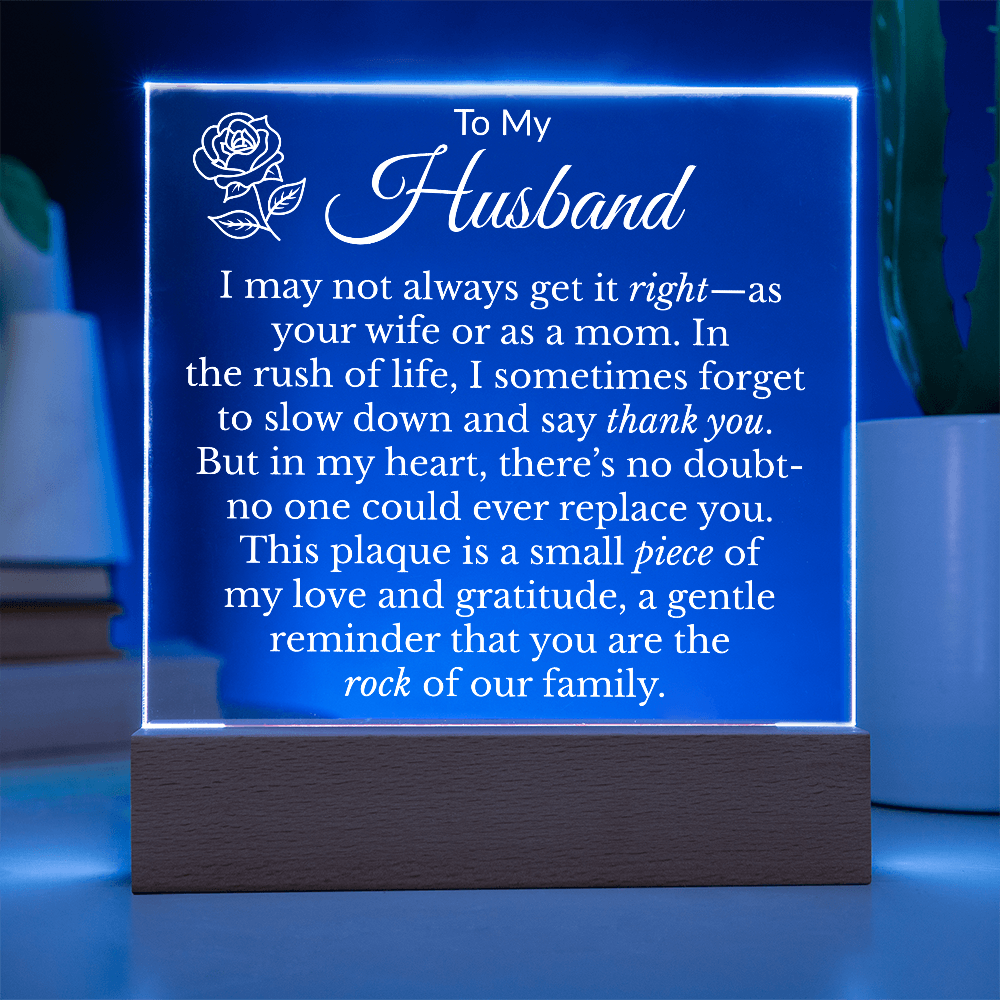 To My Husband "Rock of the Family" Acrylic Square Nite Light