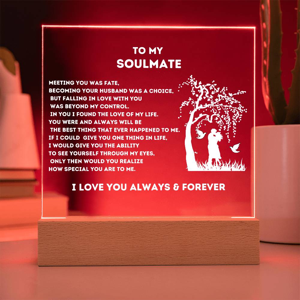 Gifts for Soulmate, Acrylic Square Night Light | Presents, Birthday | Anniversary | Christmas |Valentines Day Gifts