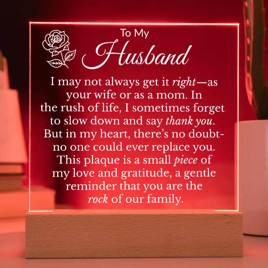 To My Husband "Rock of the Family" Acrylic Square Nite Light
