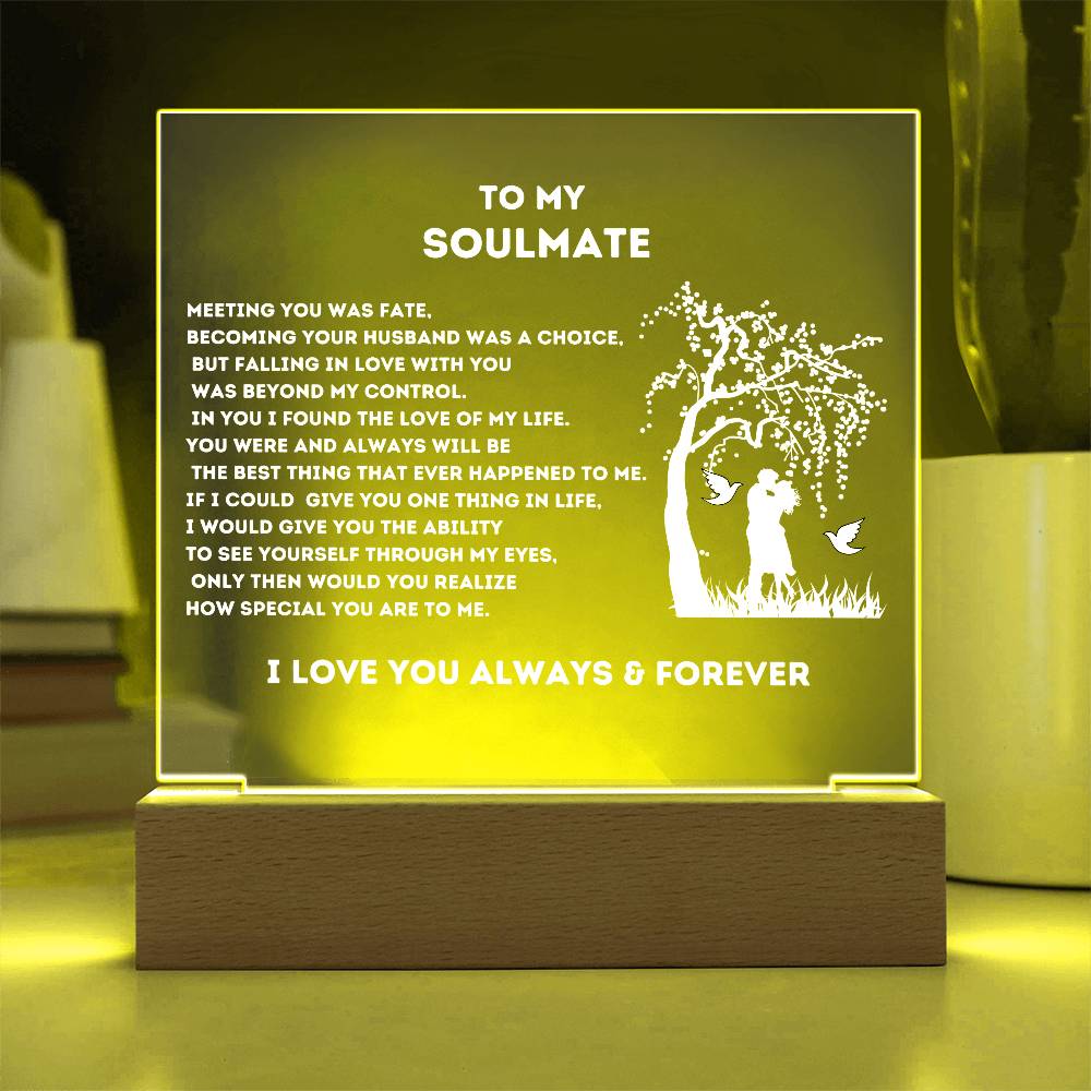 Gifts for Soulmate, Acrylic Square Night Light | Presents, Birthday | Anniversary | Christmas |Valentines Day Gifts