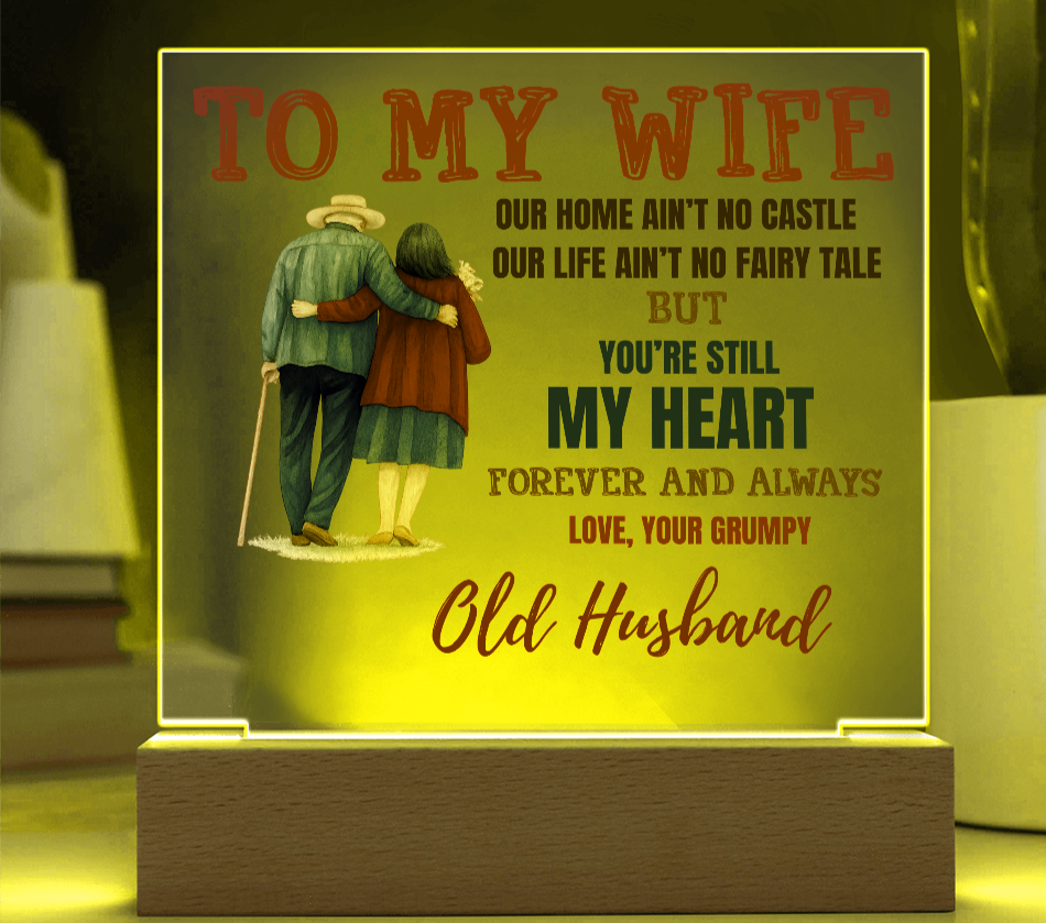 To My Wife "My Heart" Acrylic Square Nite Light