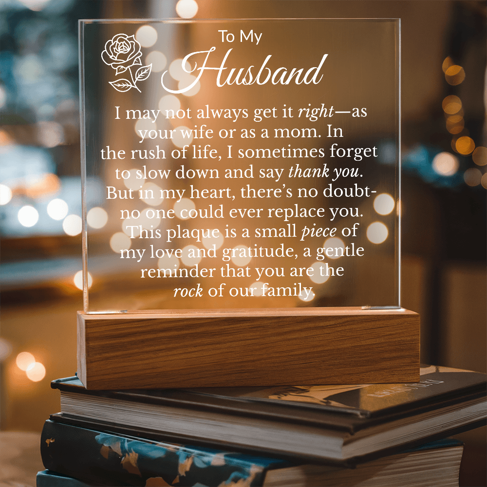 To My Husband "Rock of the Family" Acrylic Square Nite Light