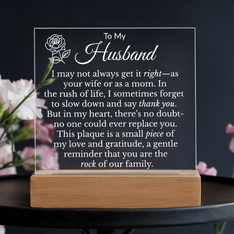 To My Husband "Rock of the Family" Acrylic Square Nite Light