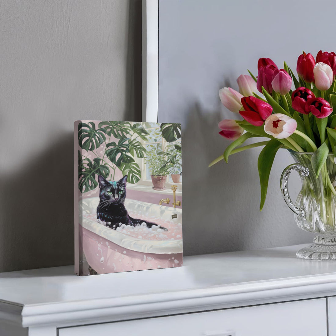 This charming canvas adds personality and warmth to any space — perfect for cat lovers and cozy home vibes.