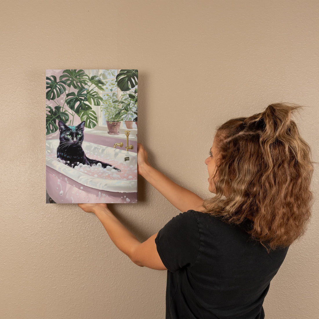 This charming canvas adds personality and warmth to any space — perfect for cat lovers and cozy home vibes.