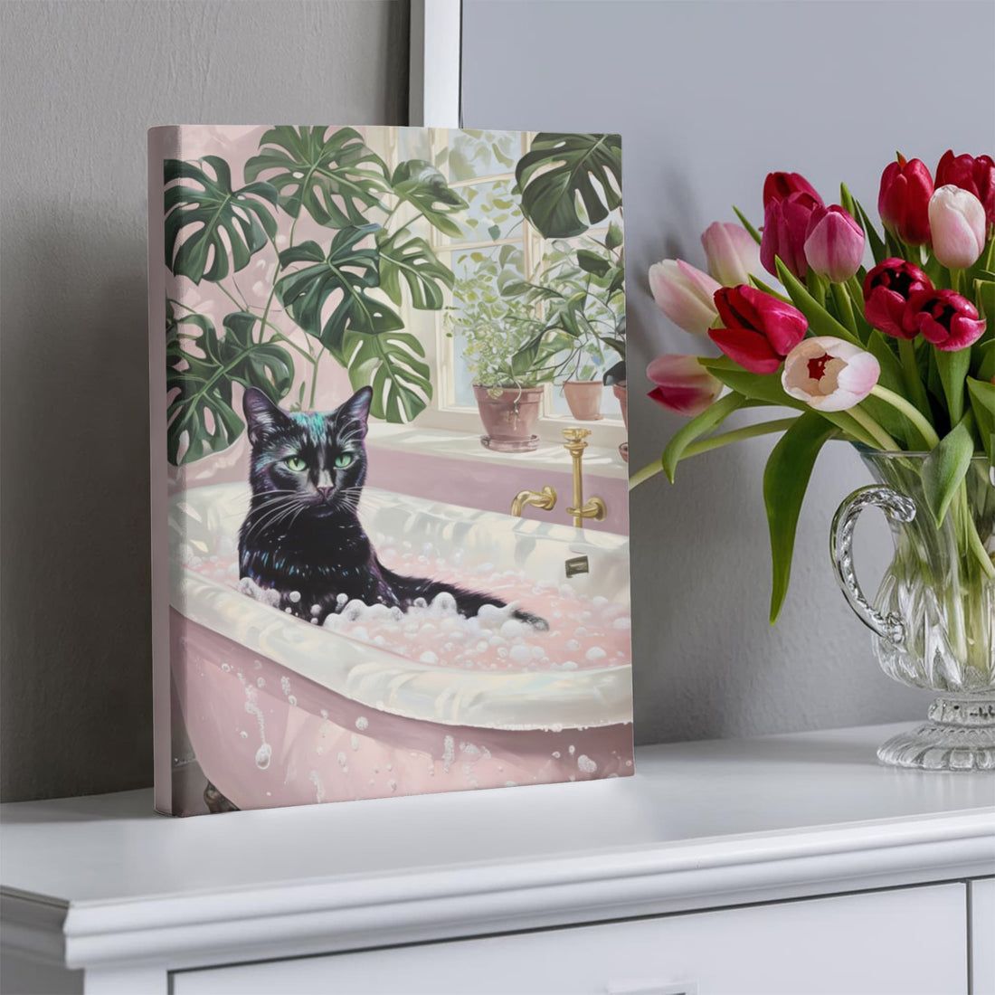 This charming canvas adds personality and warmth to any space — perfect for cat lovers and cozy home vibes.