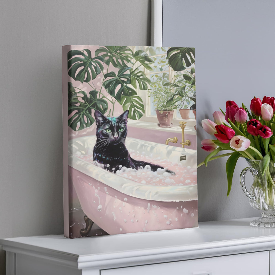 This charming canvas adds personality and warmth to any space — perfect for cat lovers and cozy home vibes.