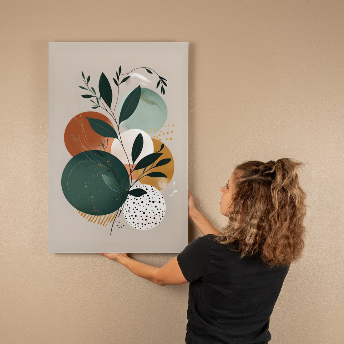 A harmonious blend of nature and geometry creating a soothing, modern aesthetic! Ideal for adding a calm, artful vibe to any living space, office, or creative corner.