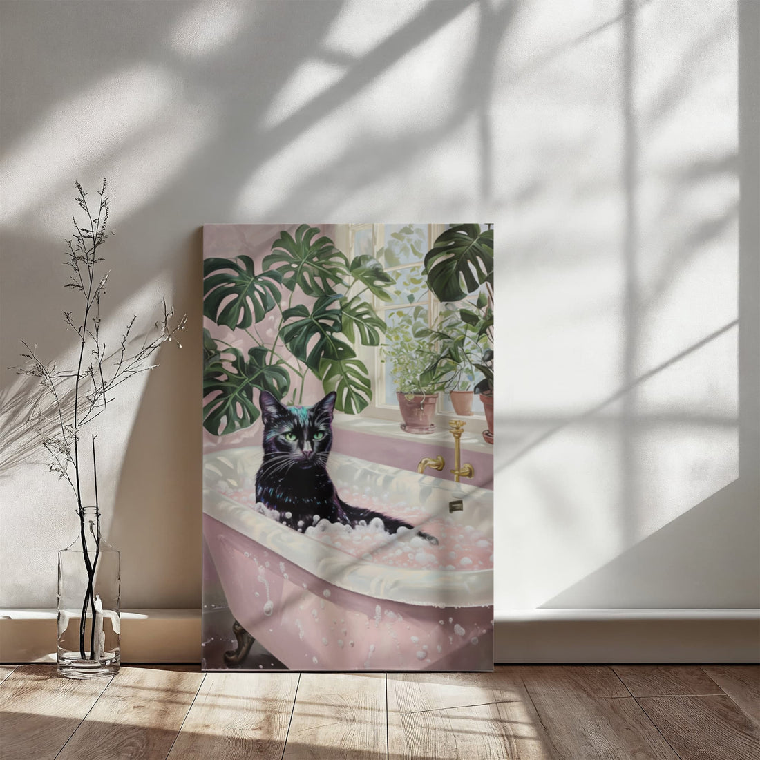 This charming canvas adds personality and warmth to any space — perfect for cat lovers and cozy home vibes.