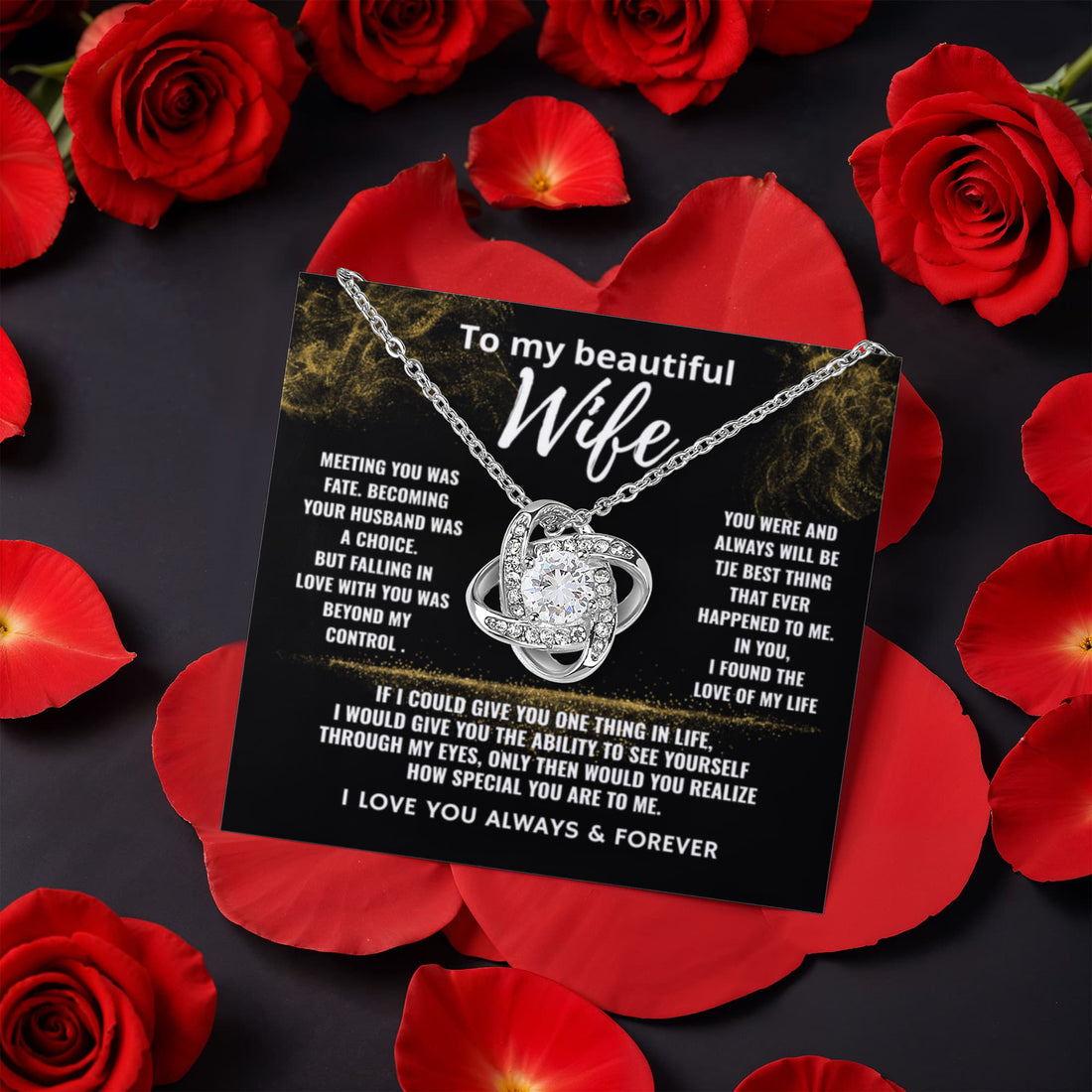 To My Beautiful Wife "How Special You are to Me" Love Knot Necklace