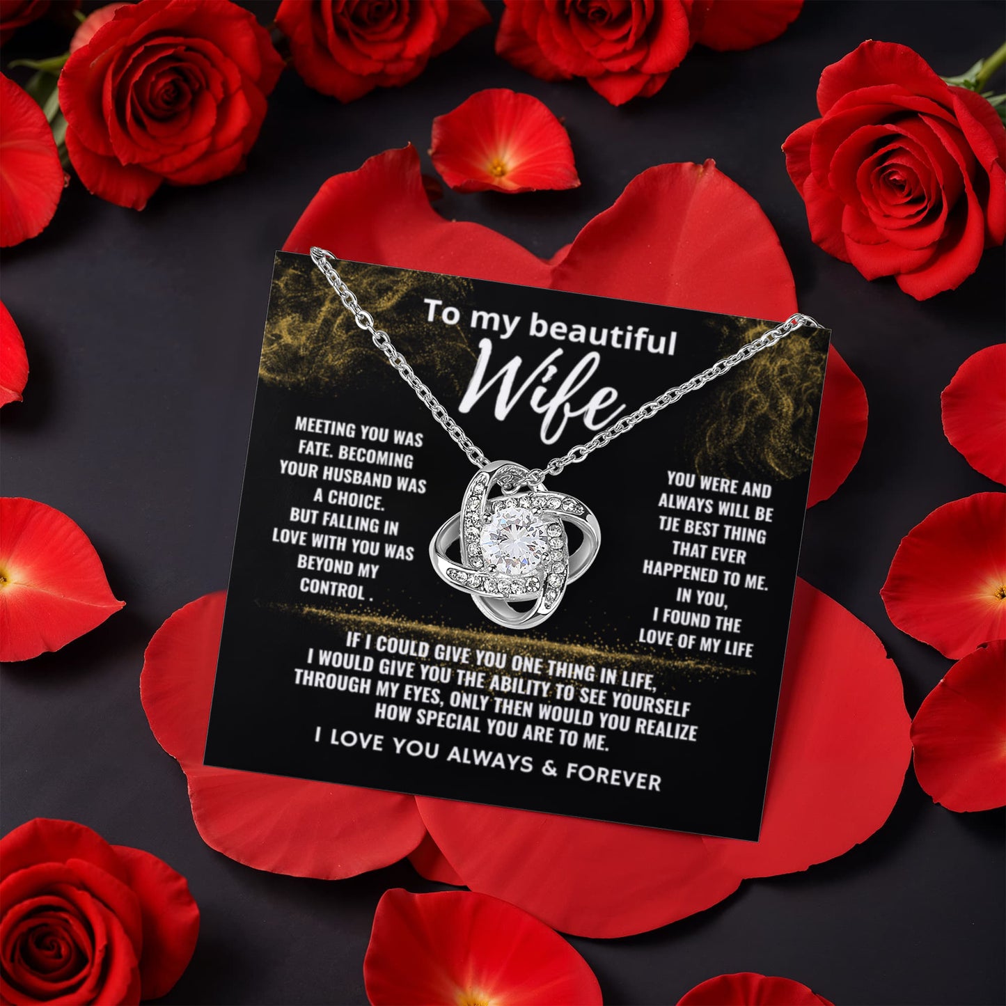 To My Beautiful Wife "How Special You are to Me" Love Knot Necklace