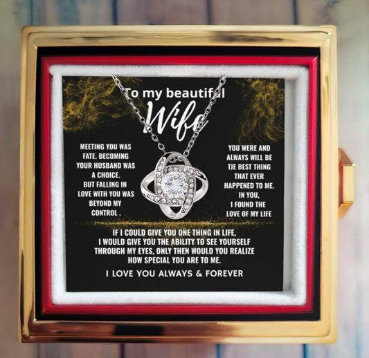To My Beautiful Wife "How Special You are to Me" Love Knot Necklace