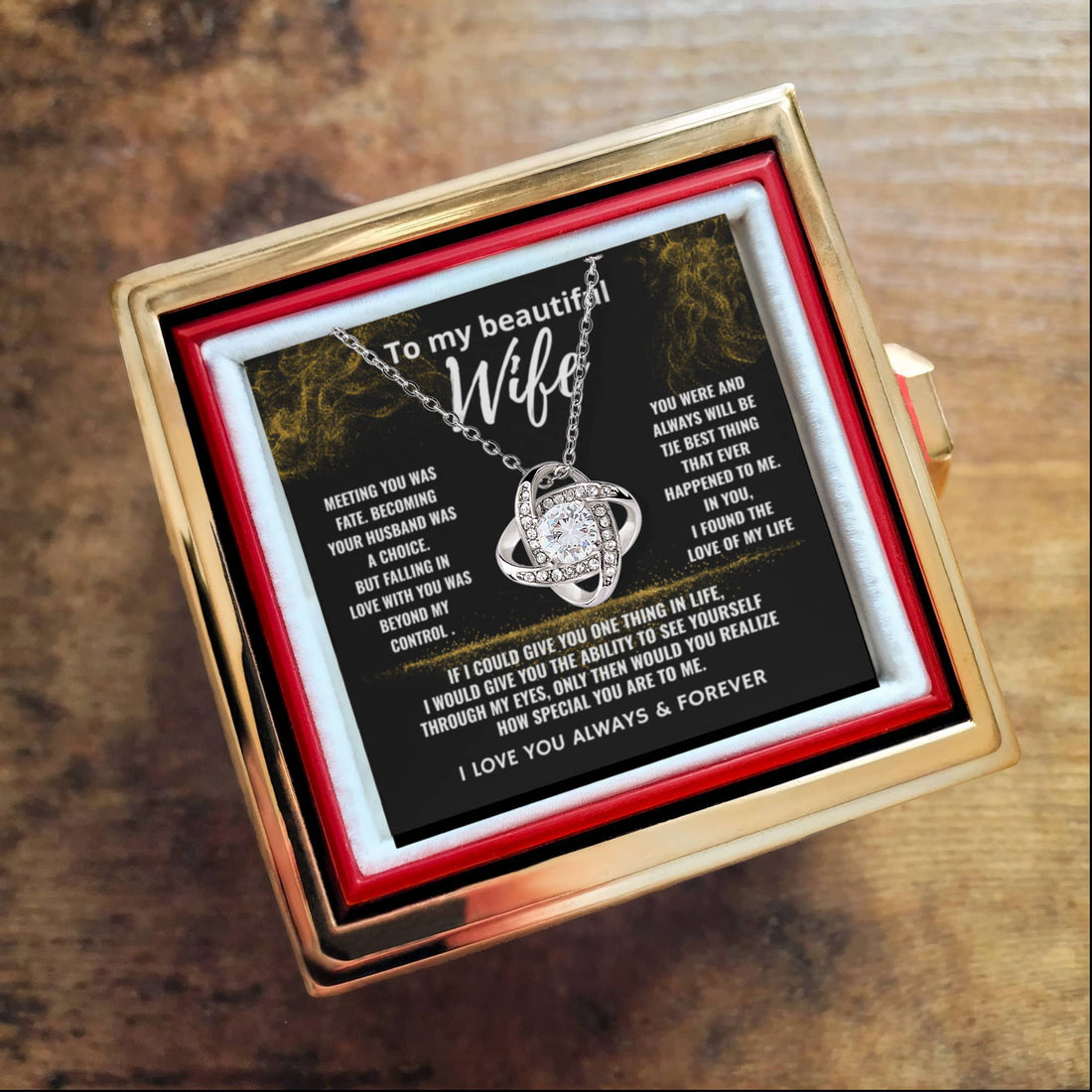 To My Beautiful Wife "How Special You are to Me" Love Knot Necklace