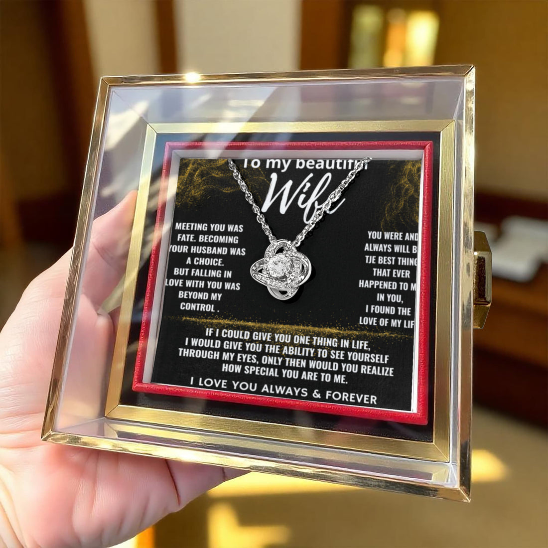 To My Beautiful Wife "How Special You are to Me" Love Knot Necklace