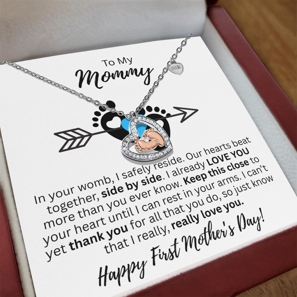 Mommy's 1st Mother's Day Baby Feet Heart Necklace!