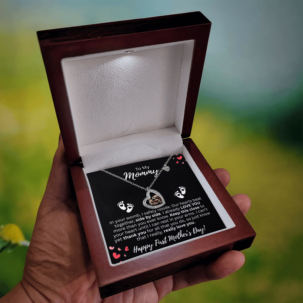 Mommy's 1st Mother's Day Baby Feet Heart Necklace!