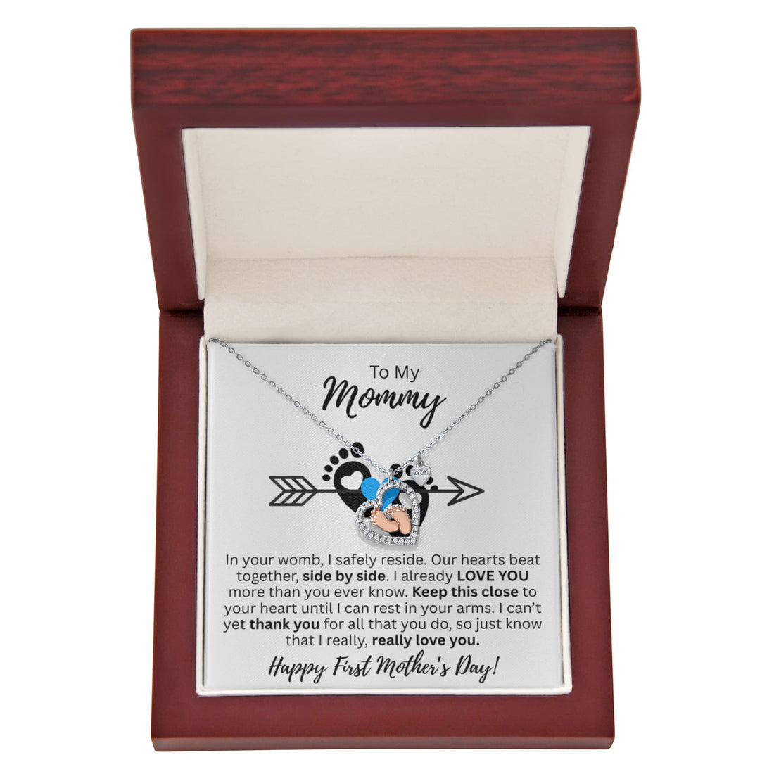 Mommy's 1st Mother's Day Baby Feet Heart Necklace!