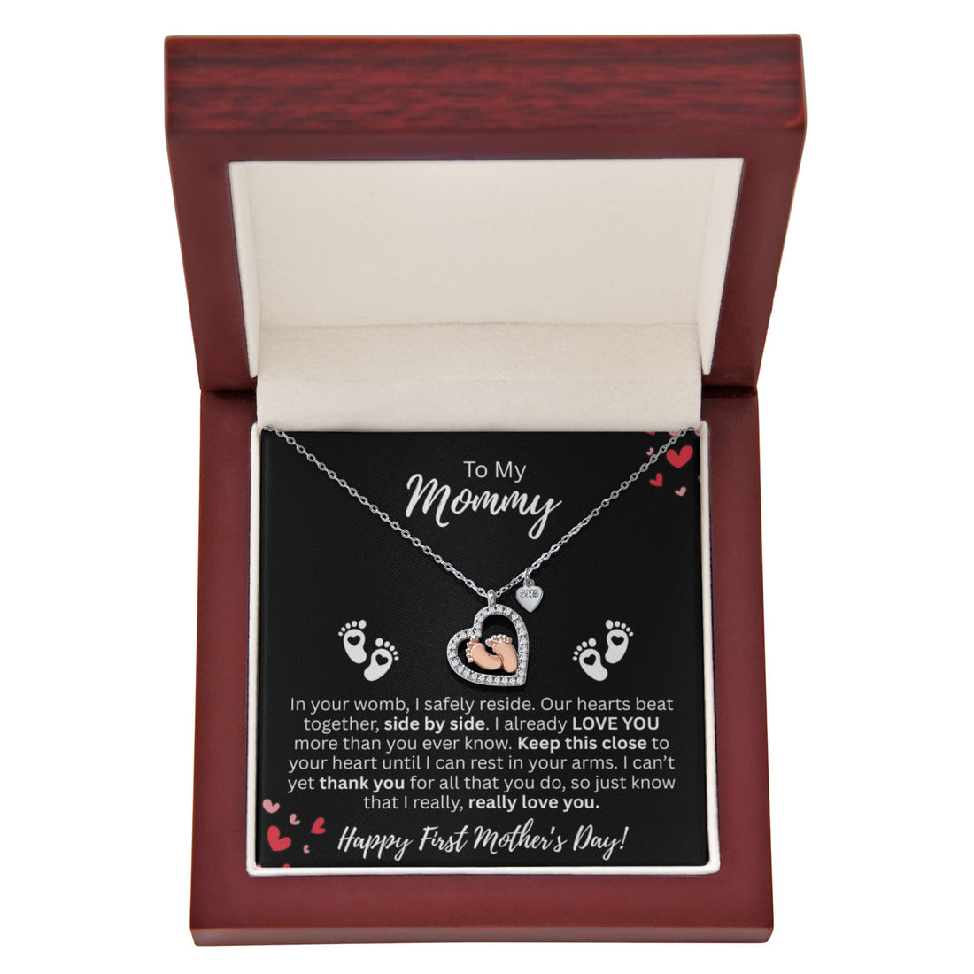 Mommy's 1st Mother's Day Baby Feet Heart Necklace!