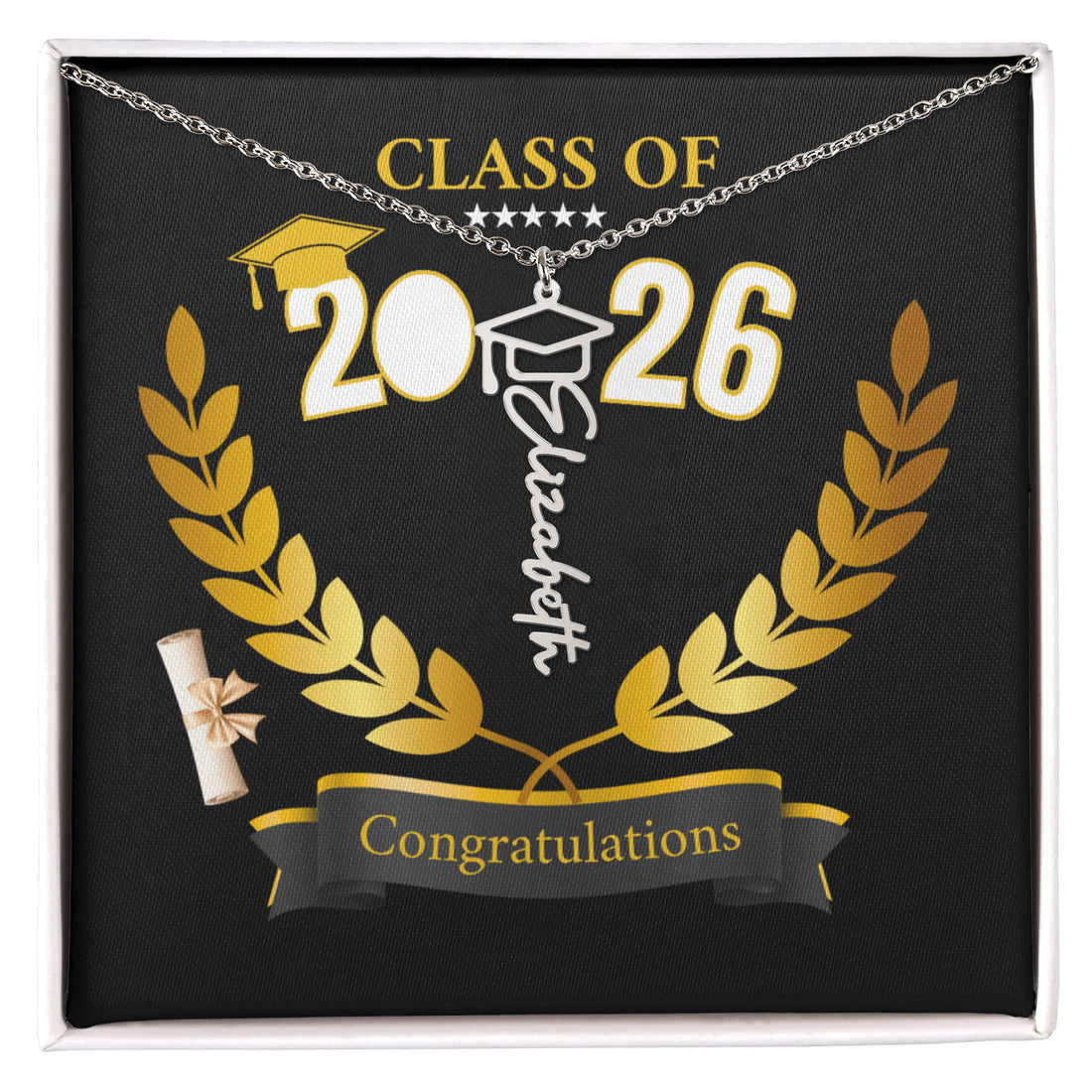 Personalized Graduation Cap Necklace, Graduation Keepsake, Gift for Her, Gift for him
