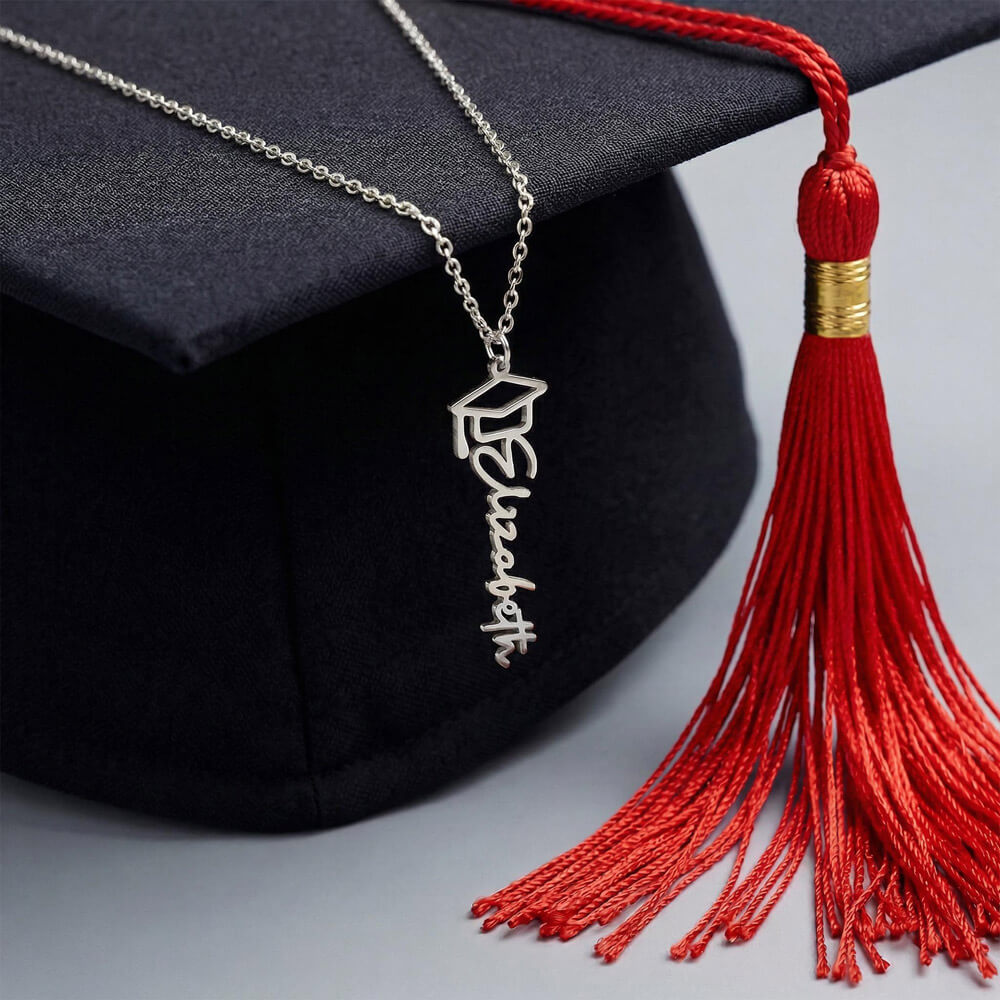 Personalized Graduation Cap Necklace, Graduation Keepsake, Gift for Her, Gift for him