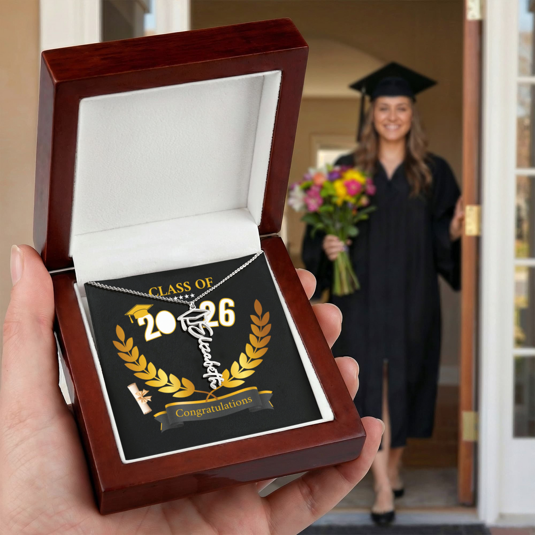Personalized Graduation Cap Necklace, Graduation Keepsake, Gift for Her, Gift for him