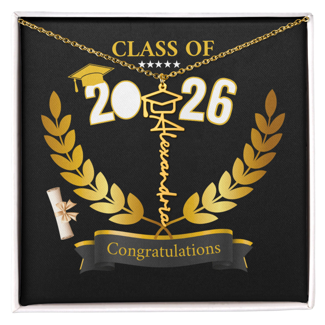 Personalized Graduation Cap Necklace, Graduation Keepsake, Gift for Her, Gift for him