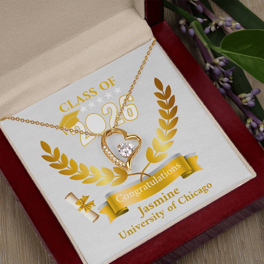 Personalized Graduation Necklace Gift for Her, Class of 2026 Senior Gift, Congrats Graduate Keepsake Necklace