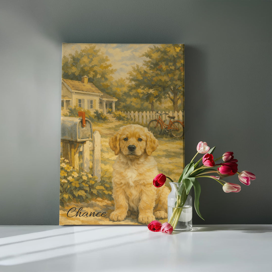 Custom Pet Illustrated Portrait from Photo, Vintage Americana Wall Art, Personalized Pet or Family Illustration, Wrapped Canvas