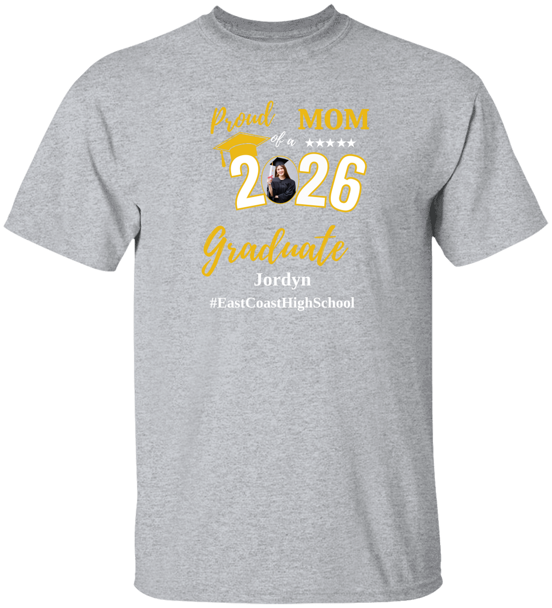 Proud Mom of a 2026 Graduate Shirt, Personalized Graduation Mom/Dad T-Shirt with Photo, Senior Mom/Dad Gift, Custom Graduate Name School Shirt