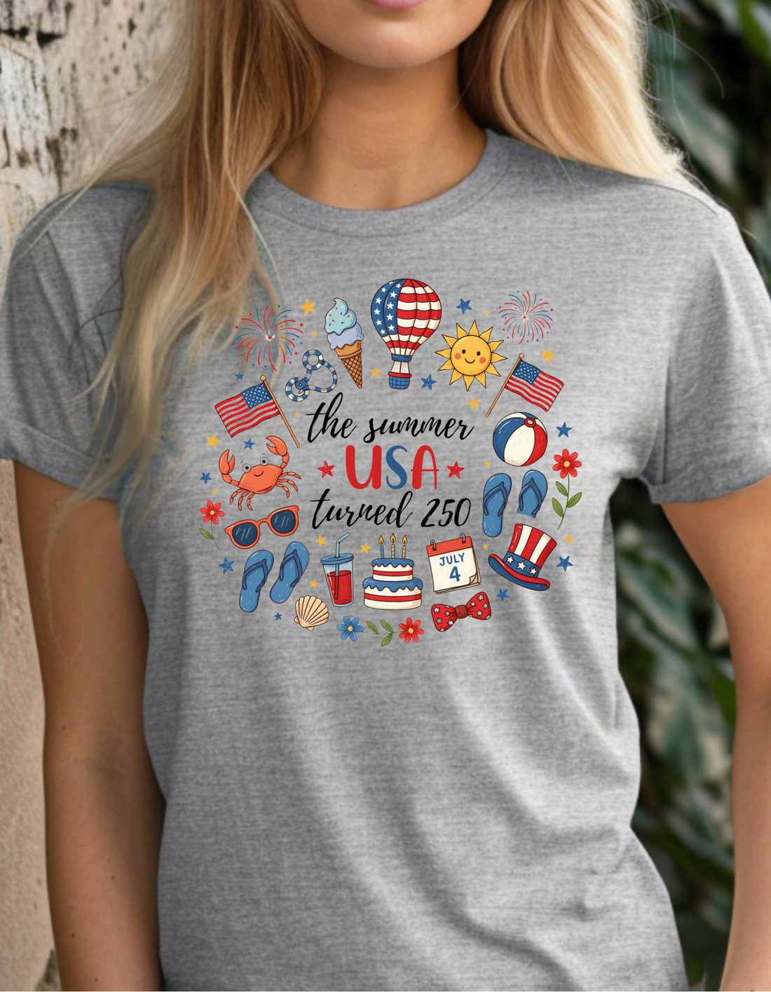 USA 250th Anniversary Shirt, Patriotic Summer T-Shirt, July 4th Celebration Tee, Independence Day Graphic, Red Cotton Tee