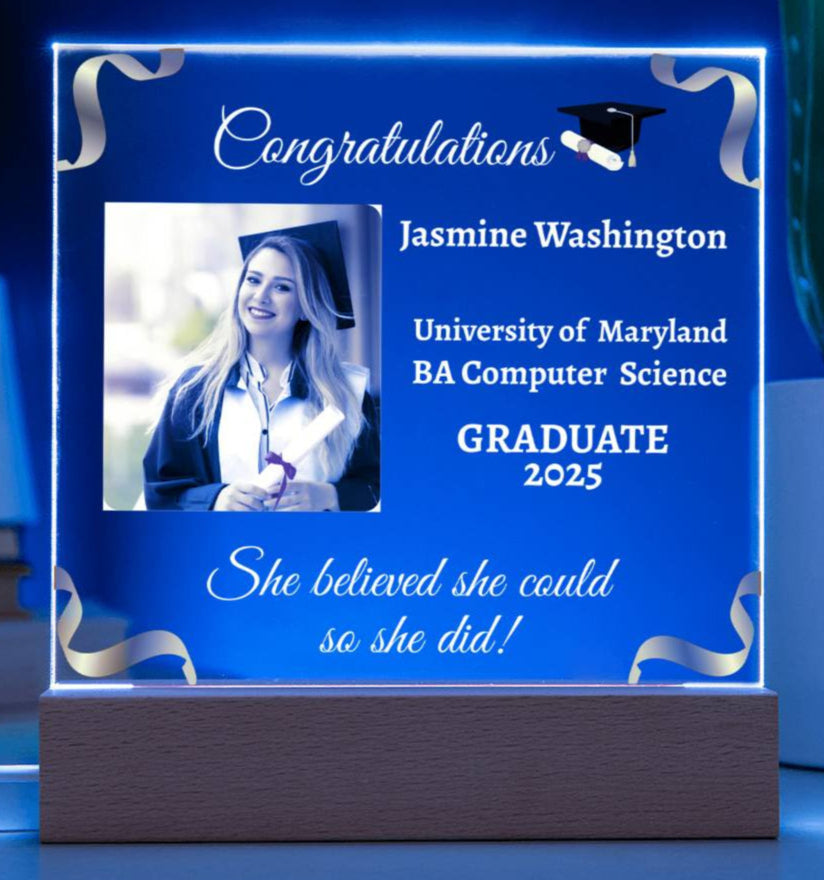 Personalized Graduation Photo Acrylic Square Nite Light! Class of 2025!