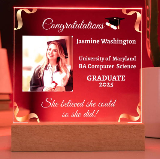 Personalized Graduation Photo Acrylic Square Nite Light! Class of 2025!