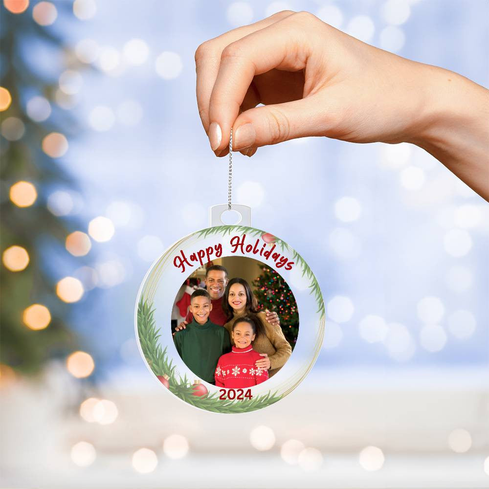 Personalized "Happy Holidays" Photo Acrylic Ornament!