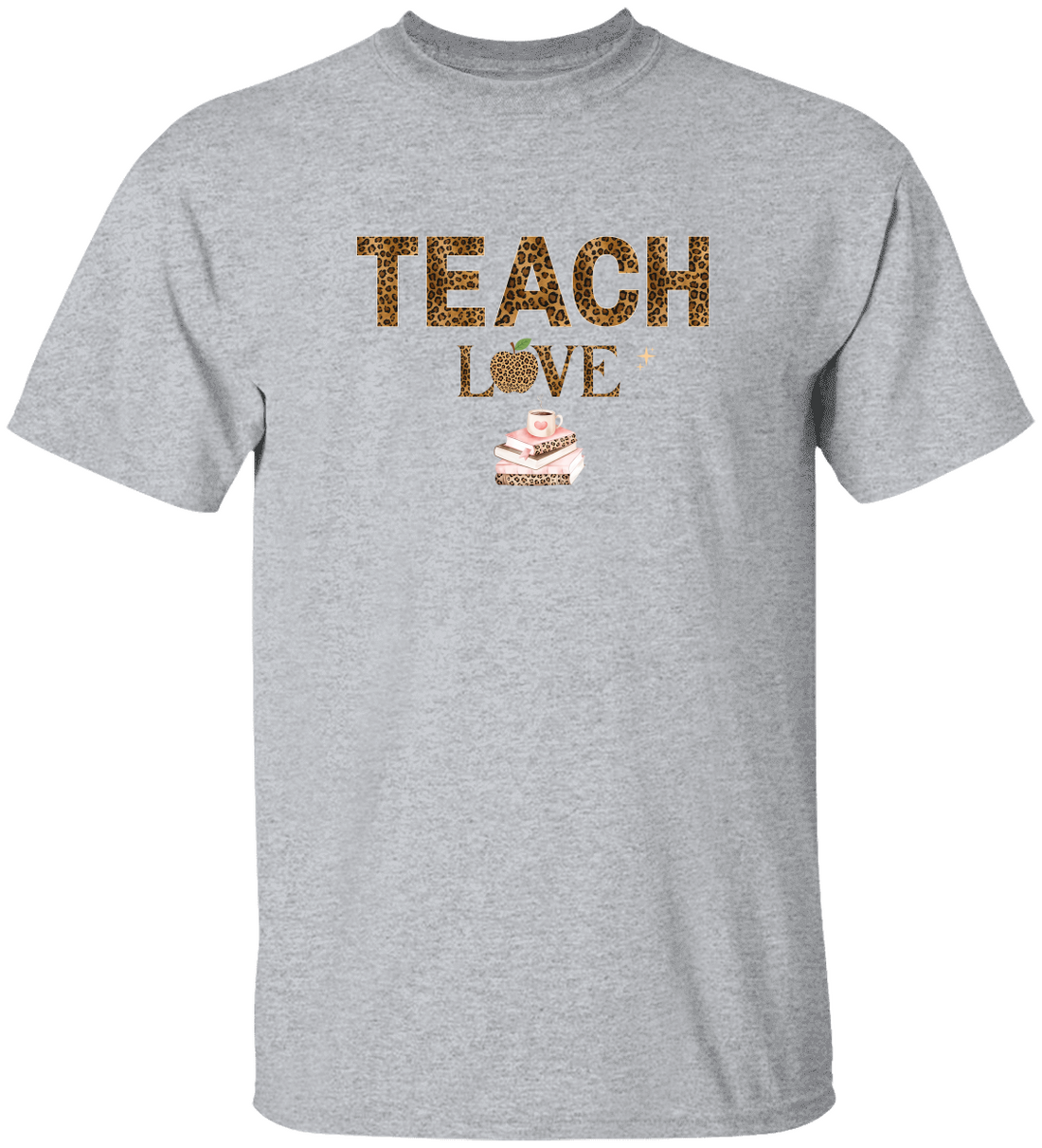 Teach Love Leopard Print Teacher Shirt – Cute Teacher Appreciation T-Shirt, Classroom Gift for Teachers, Back to School Teacher Tee