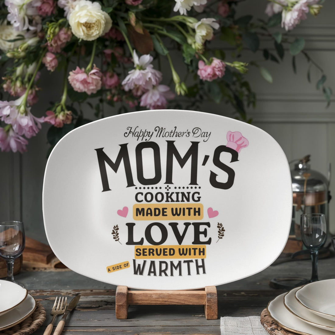 Personalized Mother's Day Platter, Mom's Cooking Gift, Custom 10x14 Oval Plate, Microwave Safe, Mother's Gift Idea, Holiday Dining