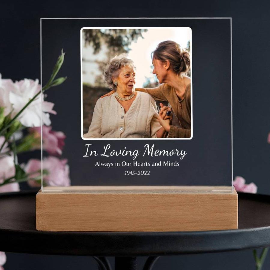 Personalized Memorial "In Loving Memory" Photo Acrylic Square Nite Light!