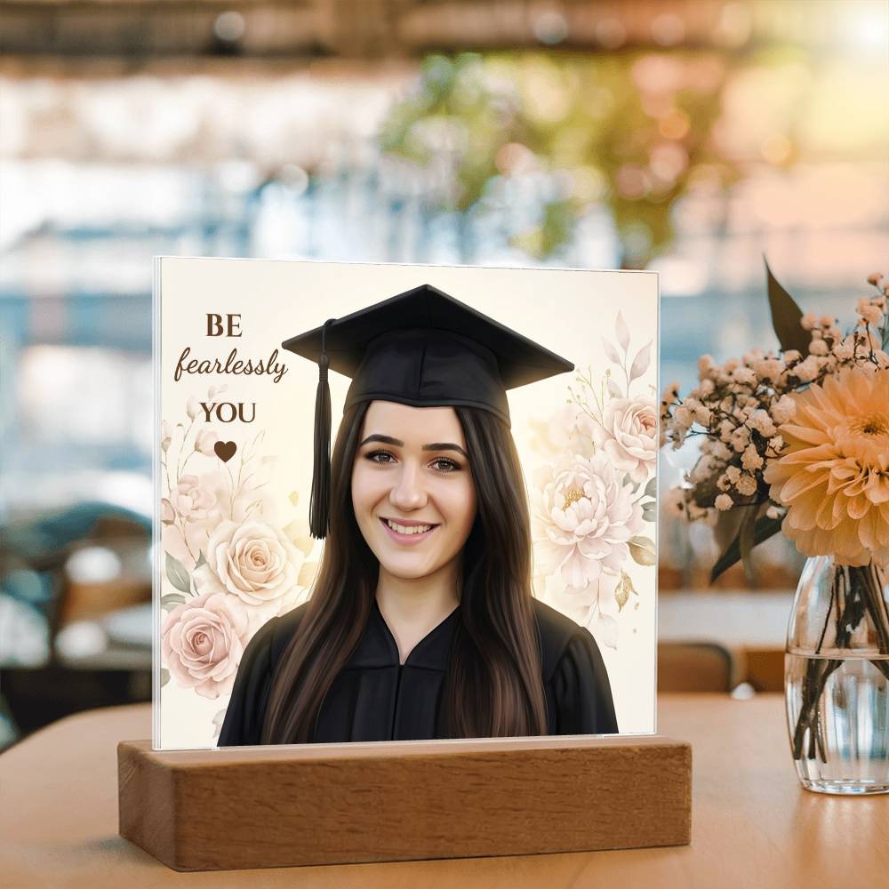 Custom Graduation Photo Plaque, Personalized Grad Gift 2026, LED Acrylic Plaque, Daughter Graduation Gift, Floral or Gold Style Keepsake