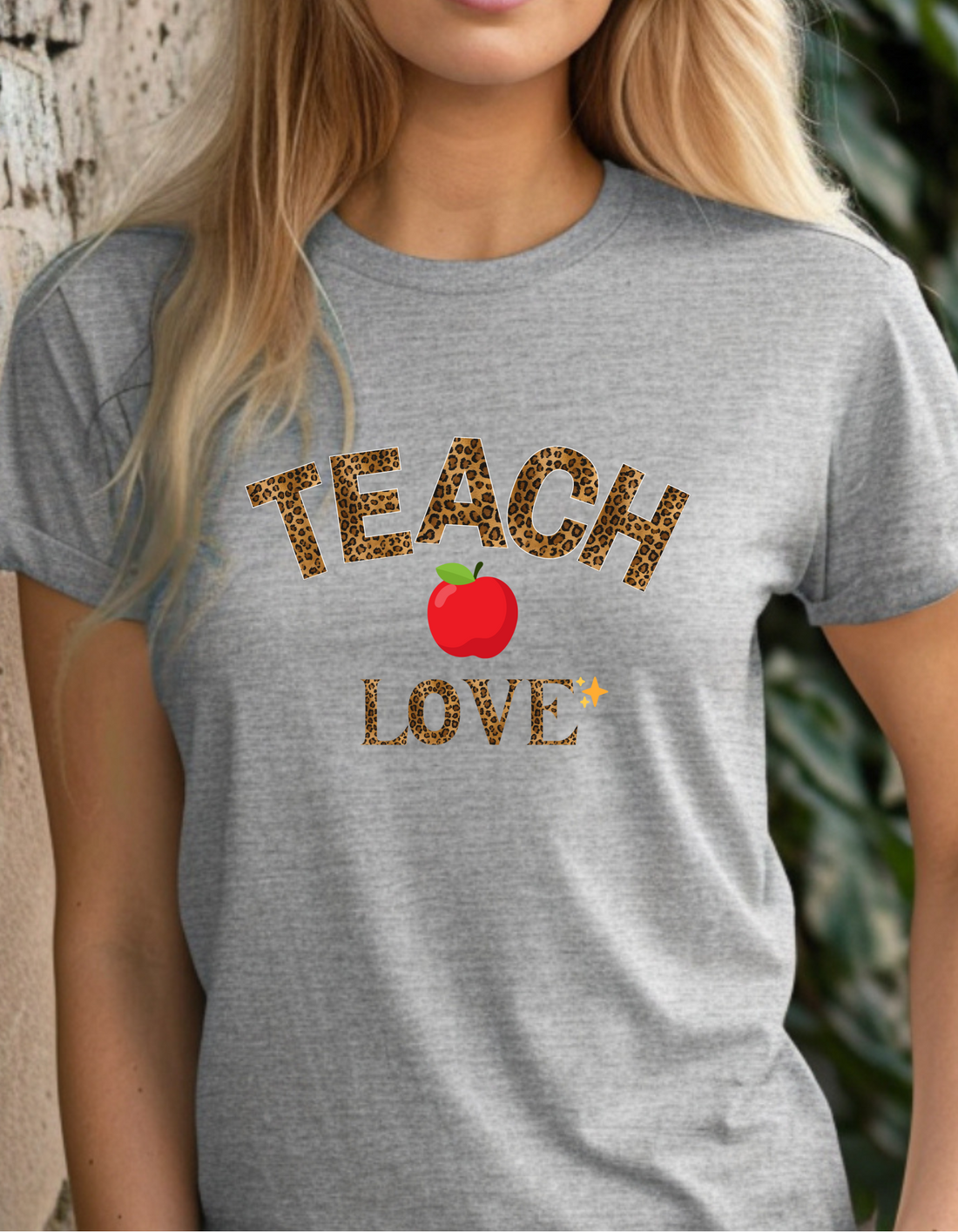 Teach Love Leopard Print Teacher Shirt – Cute Classroom Gift for Teachers, Back to School Teacher Tee
