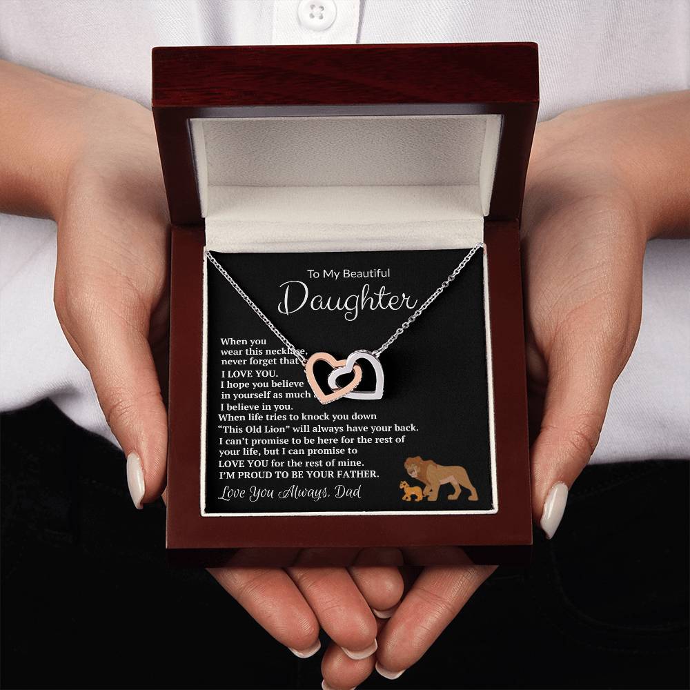 Interlocking Hearts Necklace Gift for Daughter, Heart Pendant Necklace