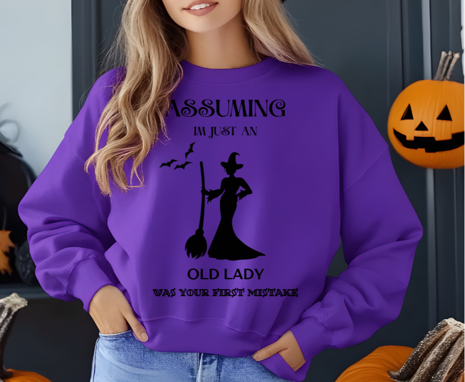 Fun Witch-Themed Graphic "Your First Mistake" Sweatshirt