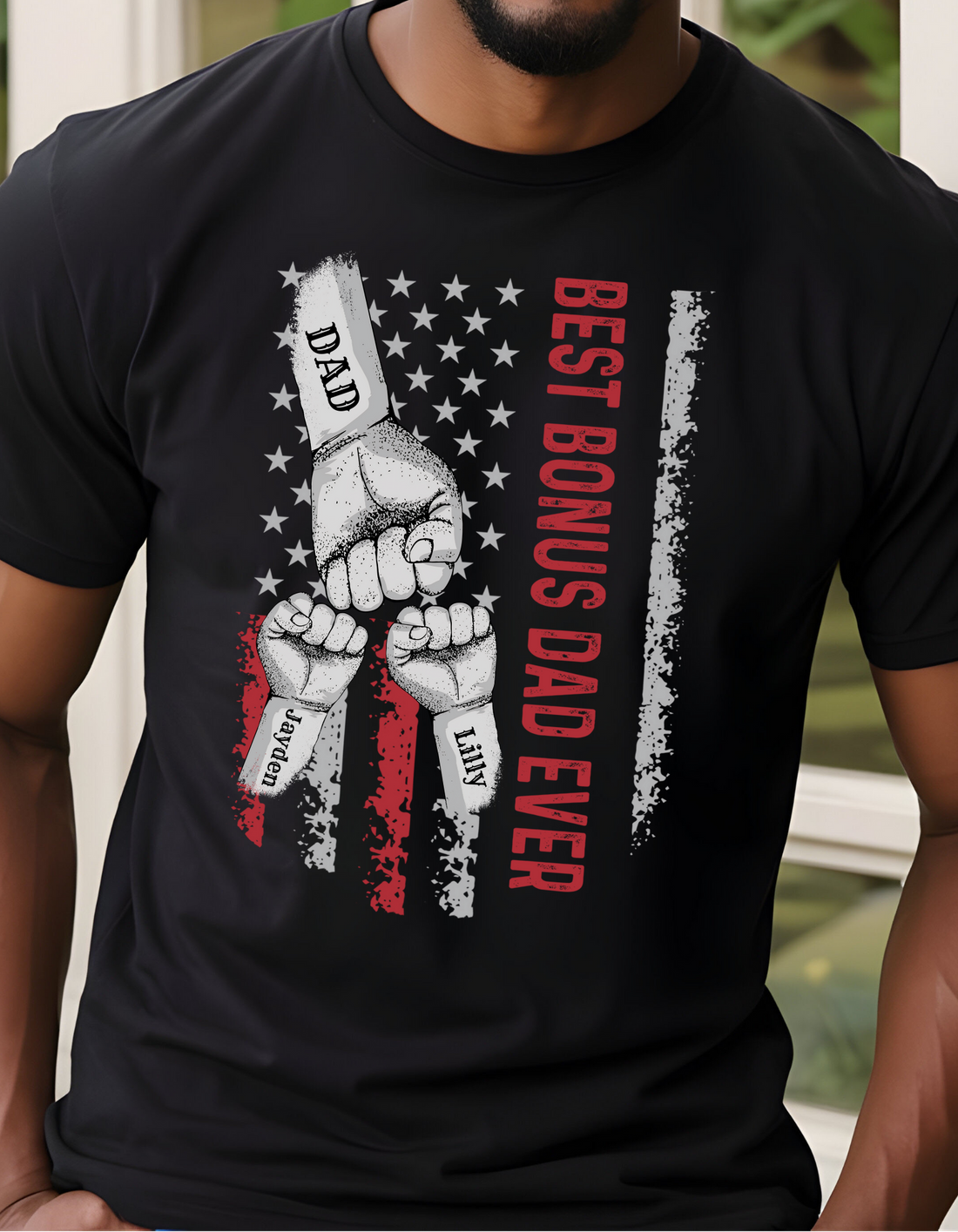 Personalized Best Bonus Dad Raised Fist Bump Shirt!