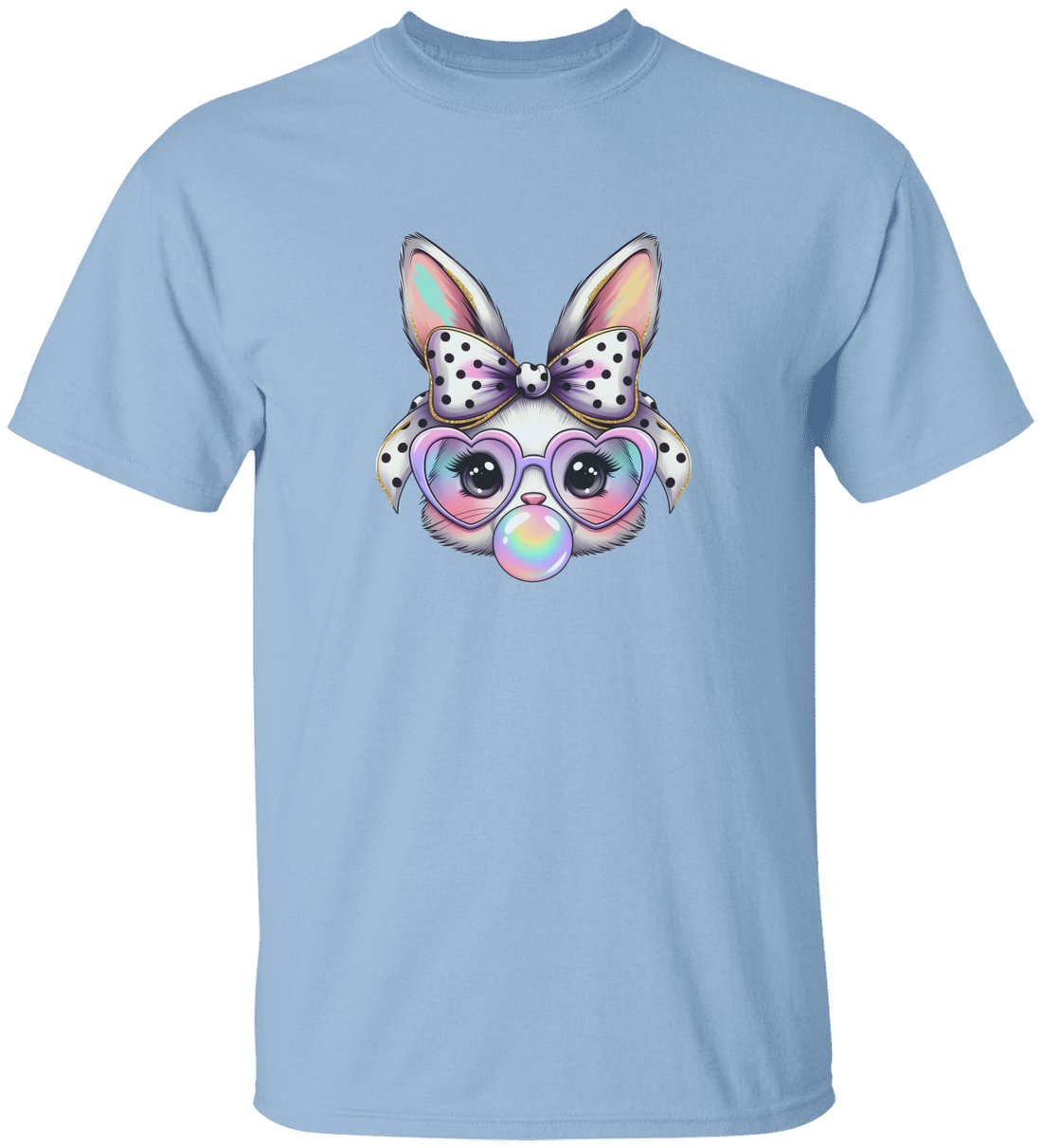 Cute Bunny Kids T-Shirt, Bunny with Glasses Tee, Fun Kids Gift, Adorable Animal Shirt, Unicorn Ears Design, Polka Dot Bow, Playful Fashion