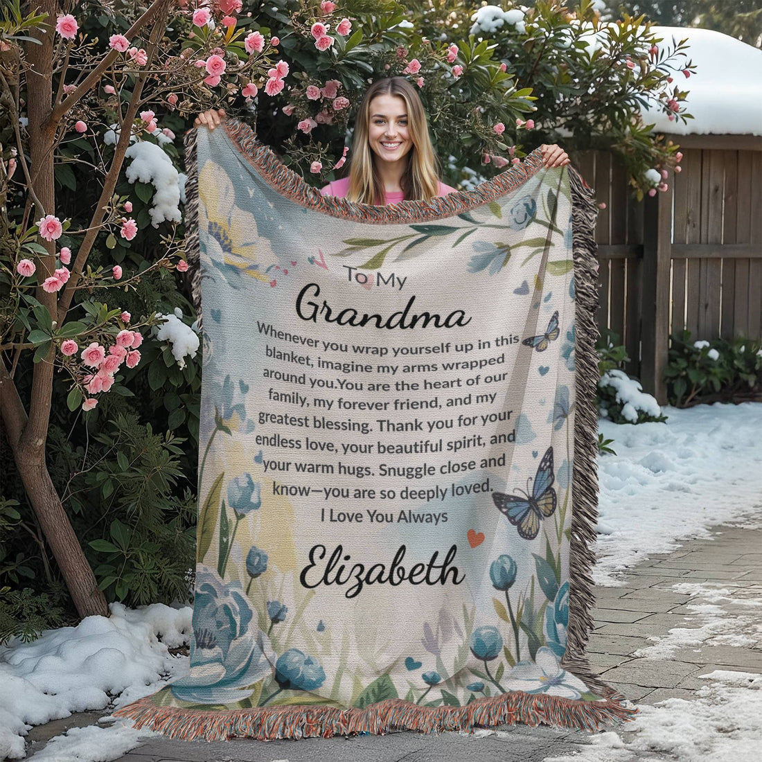 “To My Mom” Custom Name Blanket – Sentimental Gift from Daughter or Son – Floral Keepsake Throw