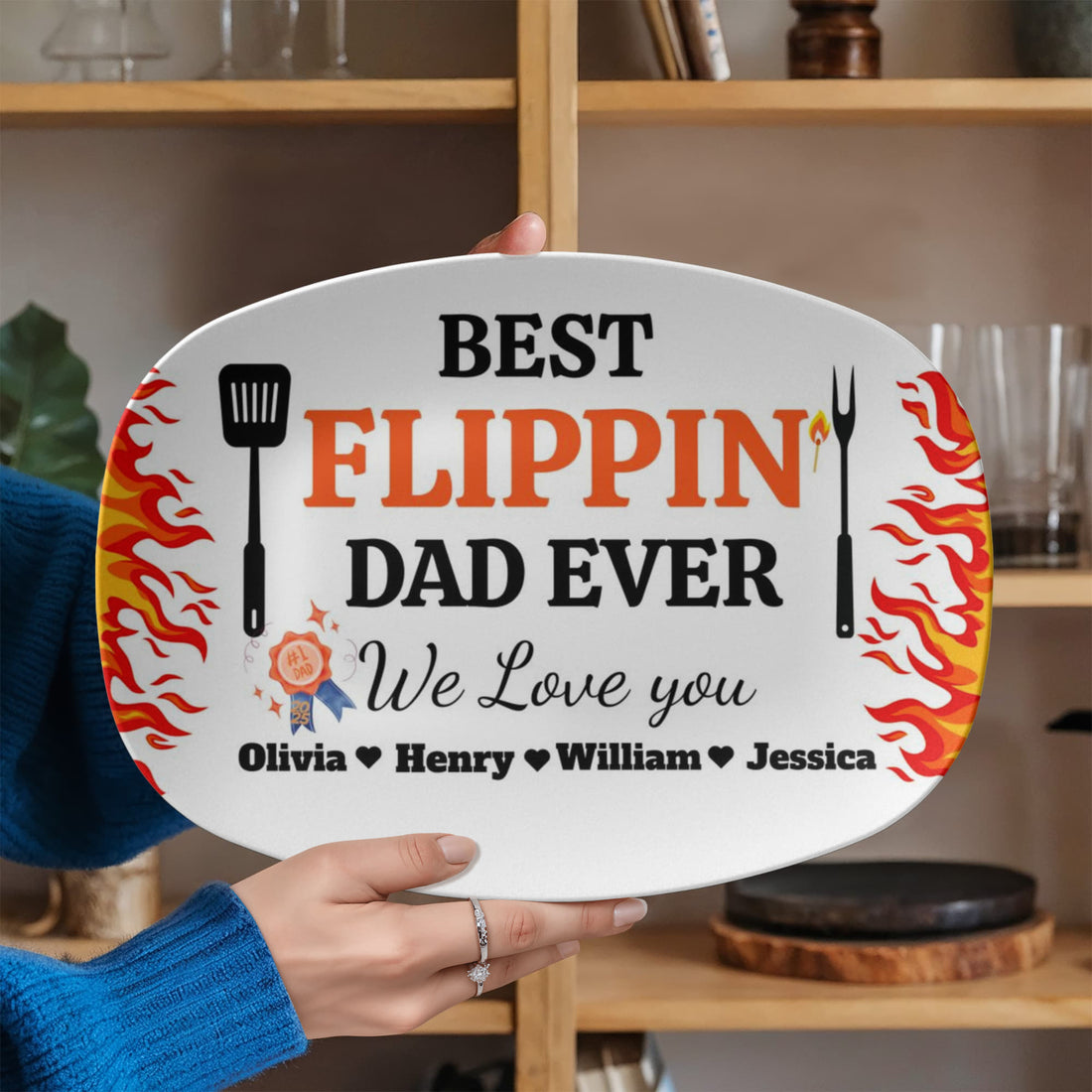 BBQ Grilling Personalized Plate, Daddy's Grilling Plate for Father's Day, Custom Gift for Him 10”x14” Platter
